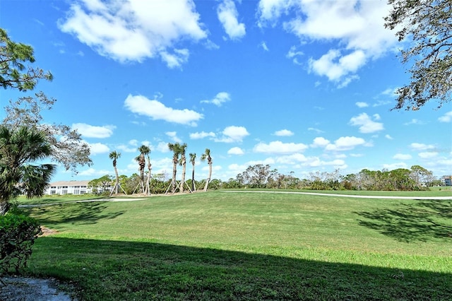 view of property's community featuring a lawn