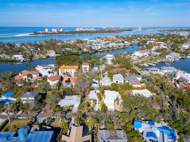 4189 Roberts Point Cir, Sarasota, FL 34242 - aerial overview of property's location featuring nearby suburban area and a large body of water