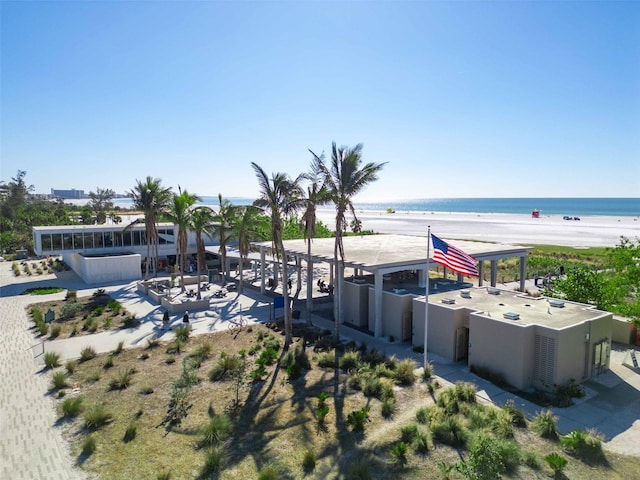 property view of water with a beach view