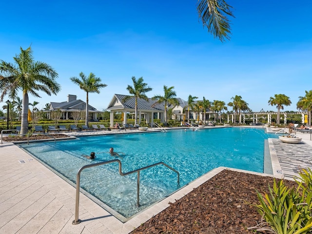 view of pool with a gazebo