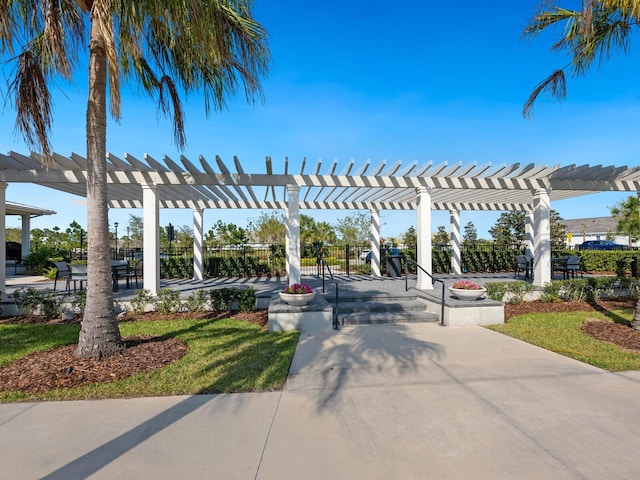 view of property's community with a pergola