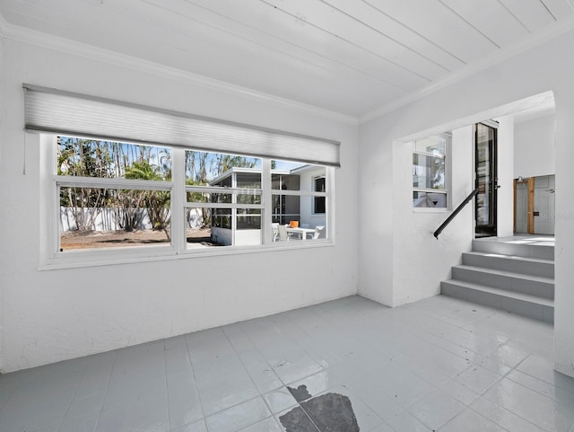 611 Hibiscus Way, Longboat Key, FL 34228 - interior space featuring tile patterned floors, stairway, plenty of natural light, and ornamental molding