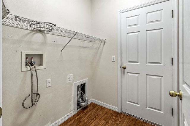 laundry area with hookup for a washing machine and dark hardwood / wood-style floors