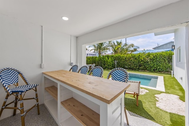 home office featuring light carpet