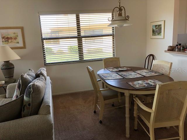 view of carpeted dining room