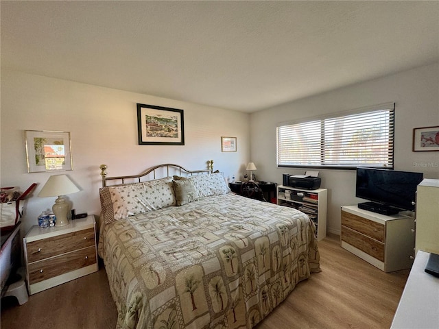 bedroom with light hardwood / wood-style flooring