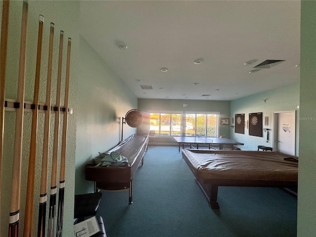 rec room with carpet floors and pool table