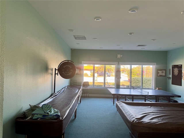 rec room featuring carpet flooring and pool table