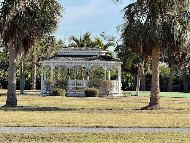 view of community with a gazebo and a yard