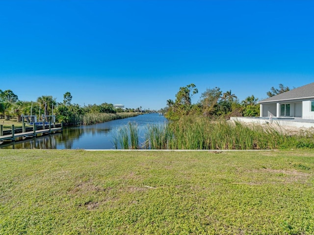 view of yard with a water view