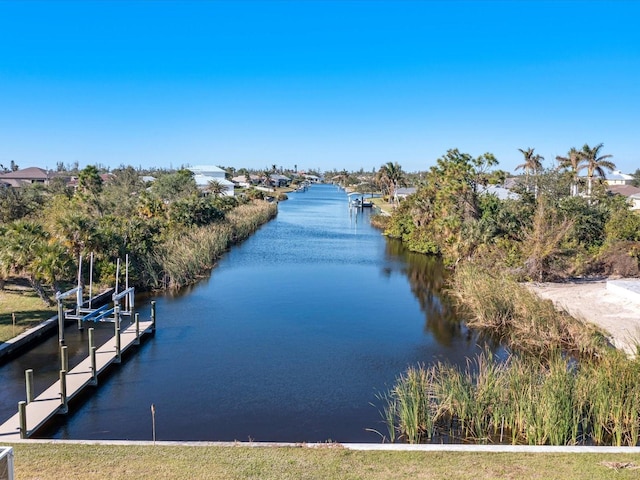 property view of water with a boat dock