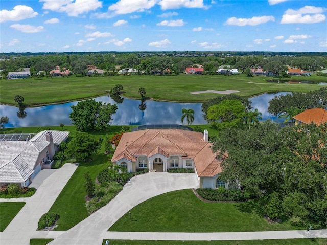 bird's eye view featuring a water view