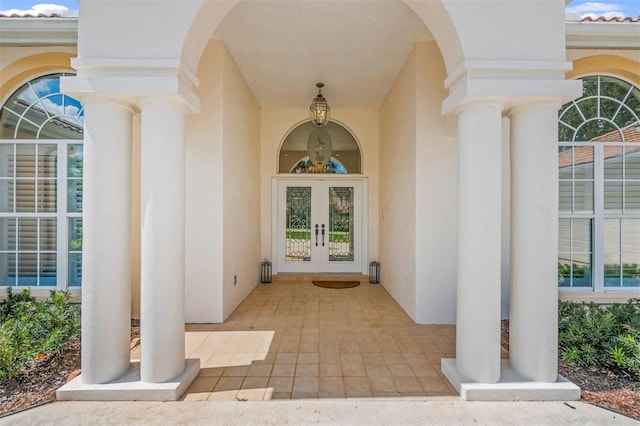 doorway to property with french doors