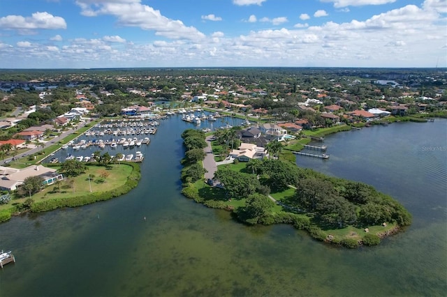 bird's eye view featuring a water view