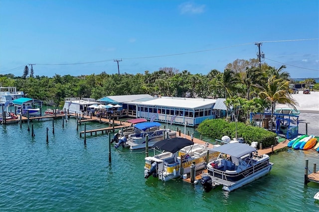 dock area featuring a water view