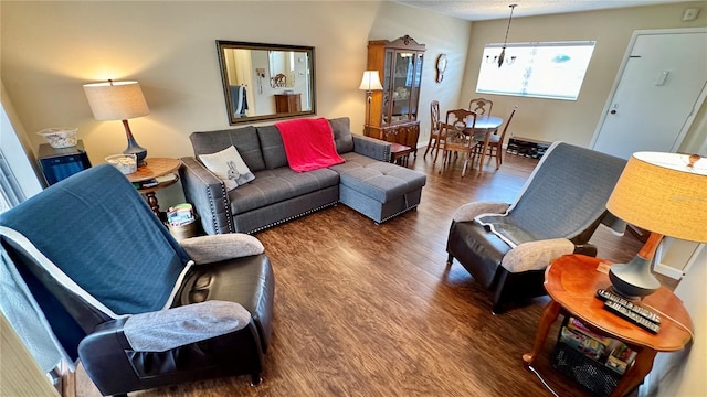 living room featuring dark hardwood / wood-style flooring