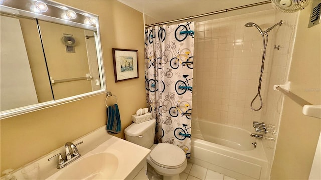 11485 Oakhurst Rd Unit 200-220, Largo, FL 33774 - bathroom with toilet, shower / bath combo with shower curtain, vanity, and tile patterned flooring