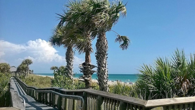 view of water feature featuring a beach view