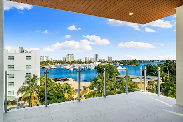 balcony with a water view