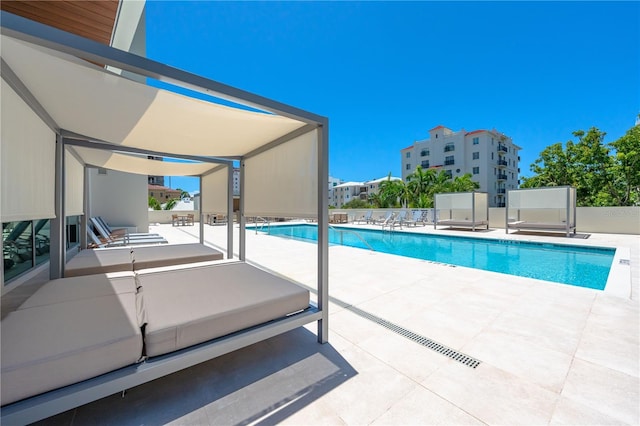 view of pool featuring a patio