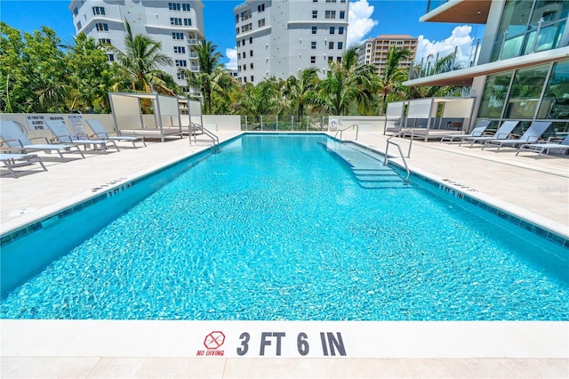 view of pool featuring a patio area