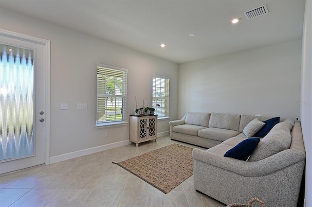 view of tiled living room