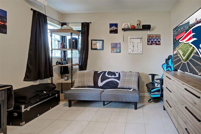 living room featuring light tile patterned flooring