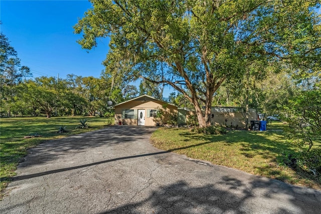 ranch-style house with a front lawn