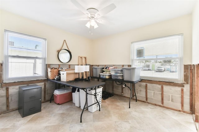 home office featuring ceiling fan