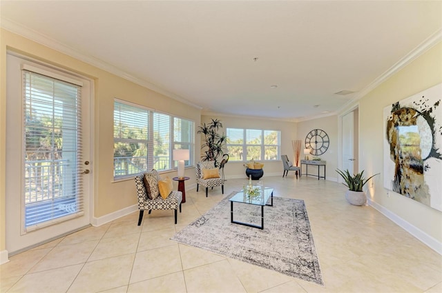 7830 34th Ave W Unit 102, Bradenton, FL 34209 - living area featuring ornamental molding and baseboards