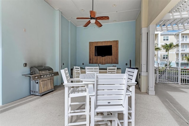 7830 34th Ave W Unit 102, Bradenton, FL 34209 - view of patio / terrace with ceiling fan, grilling area, and outdoor dining space