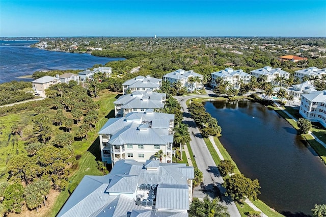 bird's eye view featuring a water view