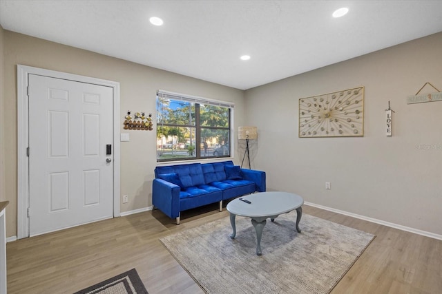 living area featuring light wood-type flooring