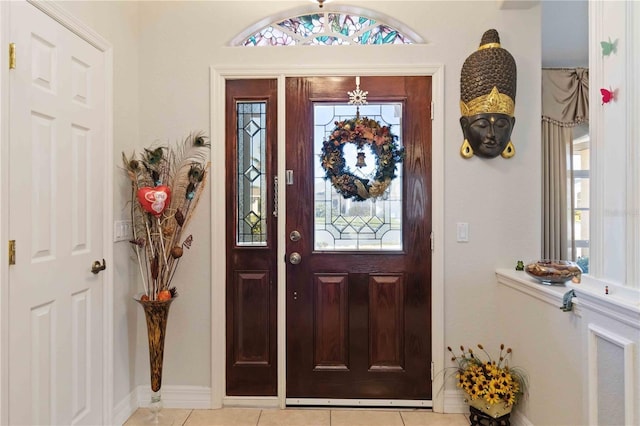 view of tiled foyer entrance