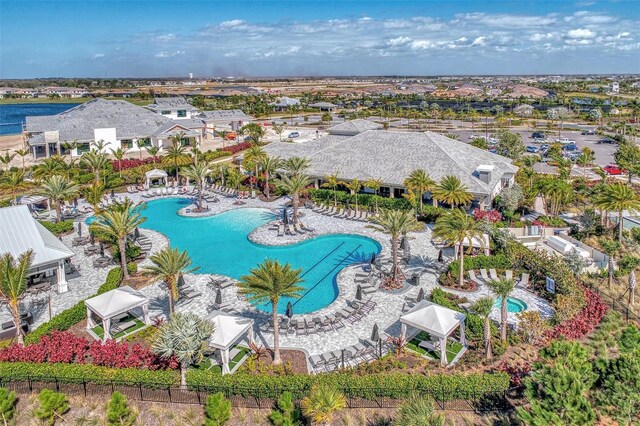 15603 Derna Ter, Bradenton, FL 34211 - aerial perspective of suburban area featuring a pool