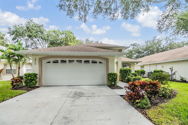 single story home with a garage