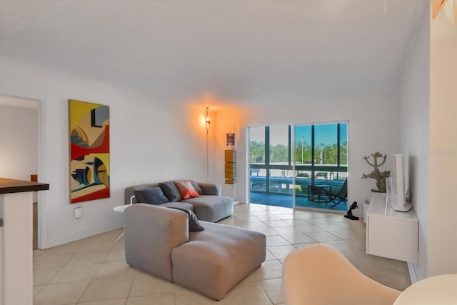 view of tiled living room