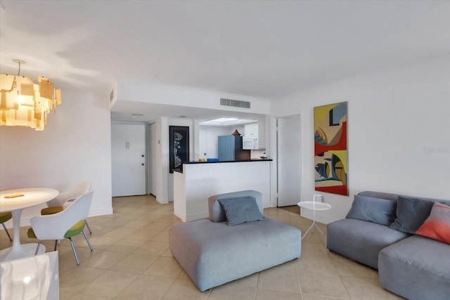 view of tiled living room