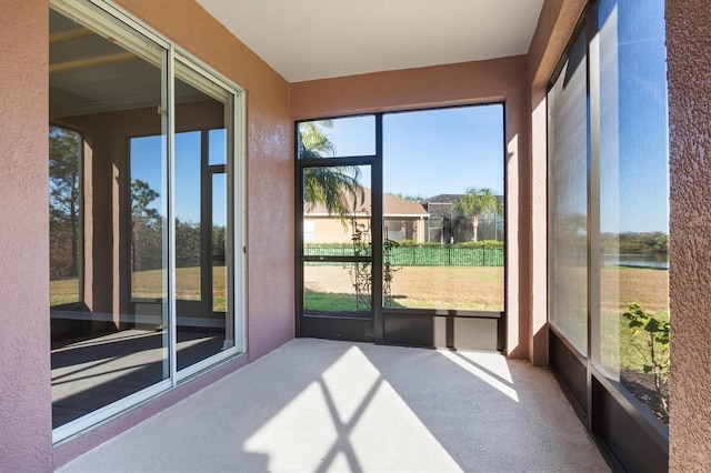 view of unfurnished sunroom