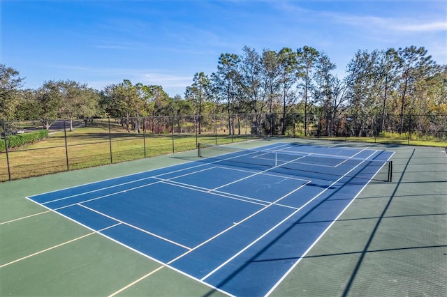 view of tennis court with basketball court