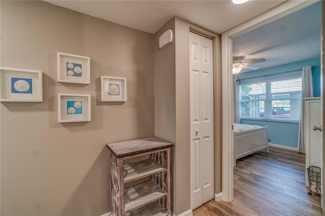 hall with hardwood / wood-style floors