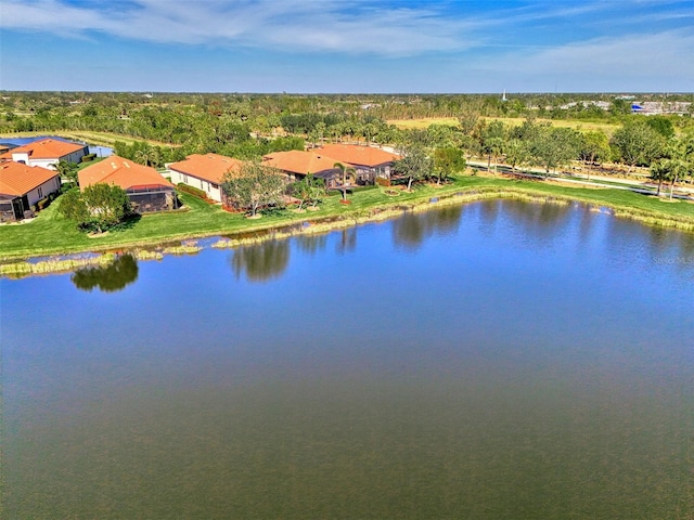 bird's eye view featuring a water view