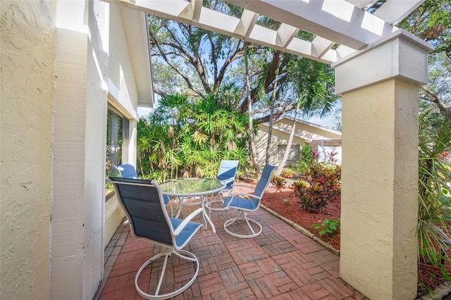 view of patio / terrace featuring a pergola