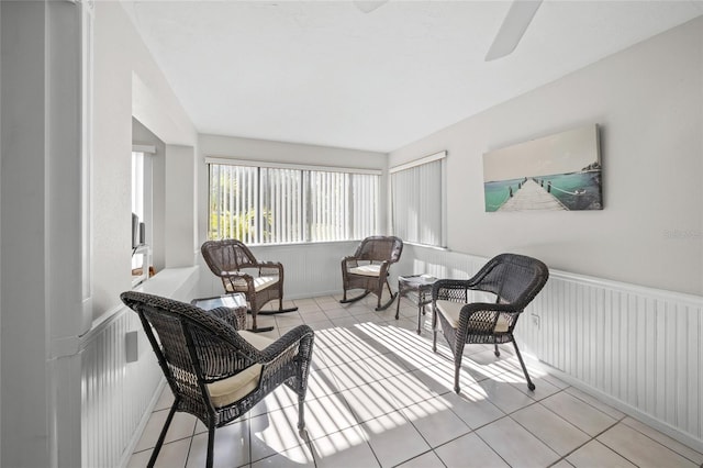 sitting room with light tile patterned flooring