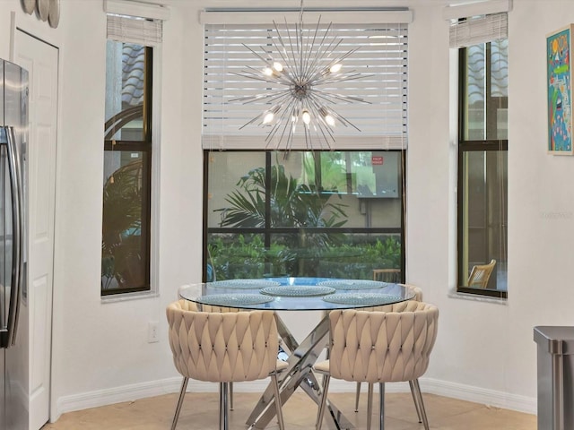 interior space with an inviting chandelier