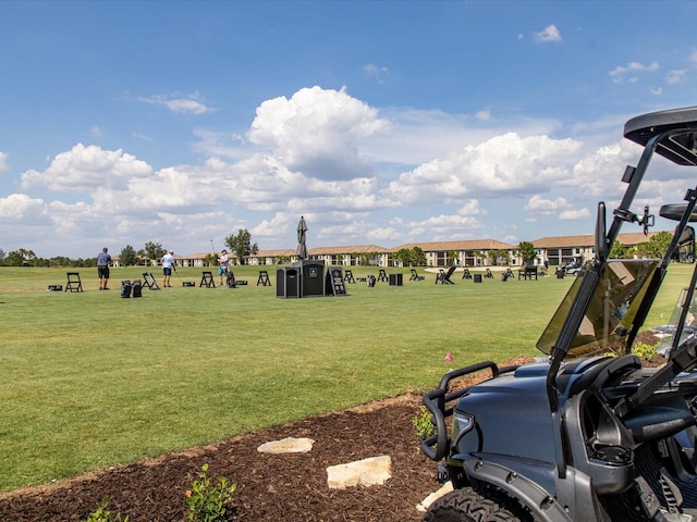 view of community featuring a lawn