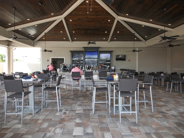 view of patio with a gazebo and ceiling fan