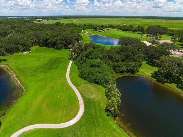 birds eye view of property with a rural view and a water view