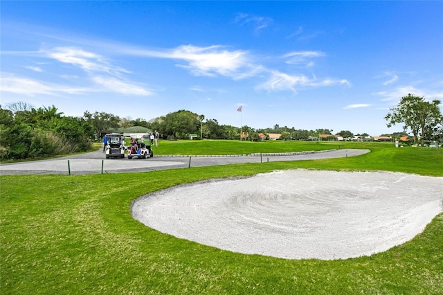 view of property's community featuring a lawn