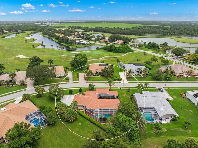 bird's eye view featuring a water view